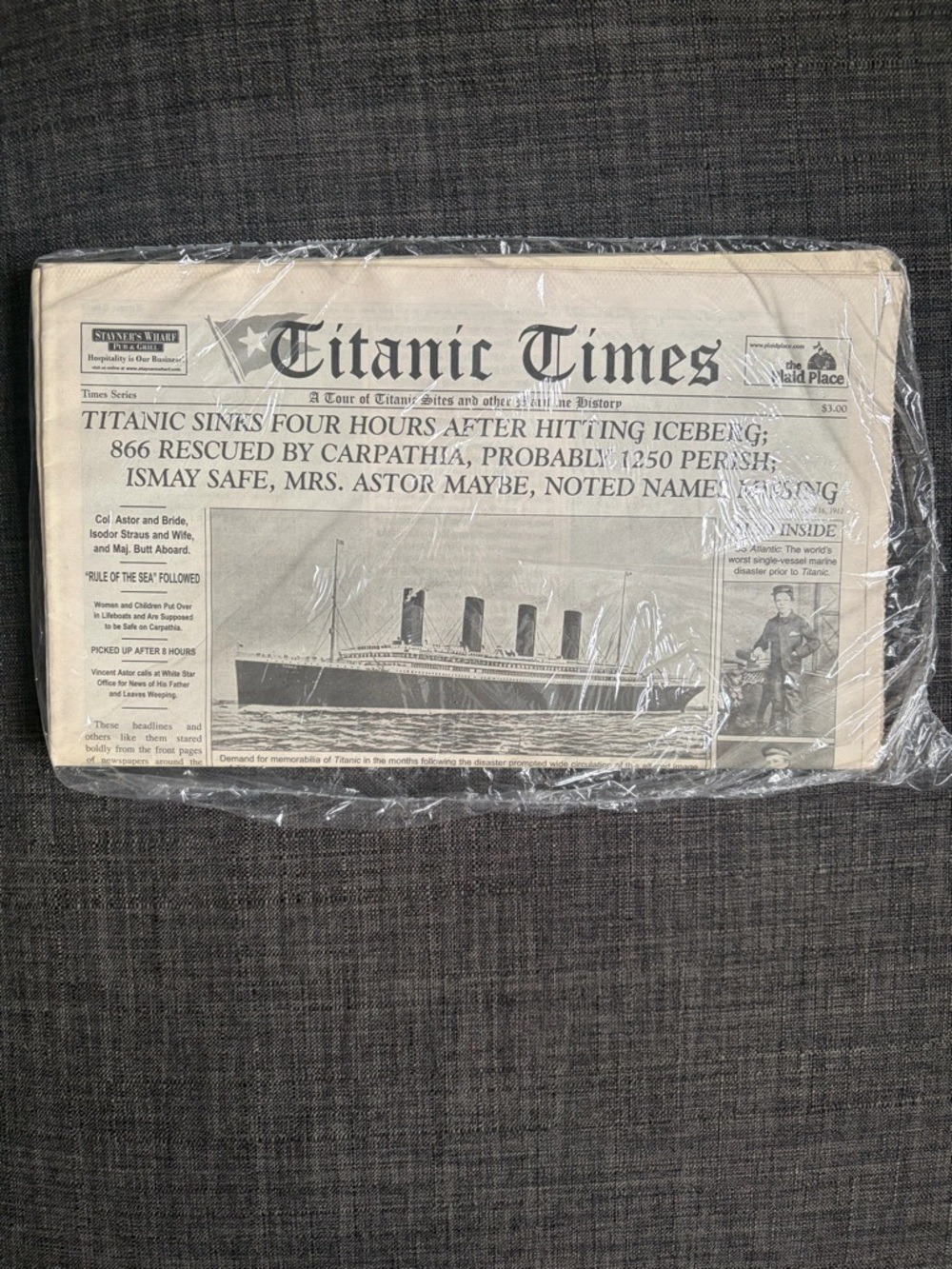Titanic Times Decorative Replica Newspaper - Cream